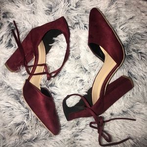 Burgundy Chunky Heels